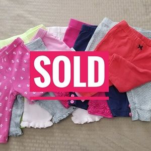 Variety 9 piece baby pants. Size 0-3 and 3mos